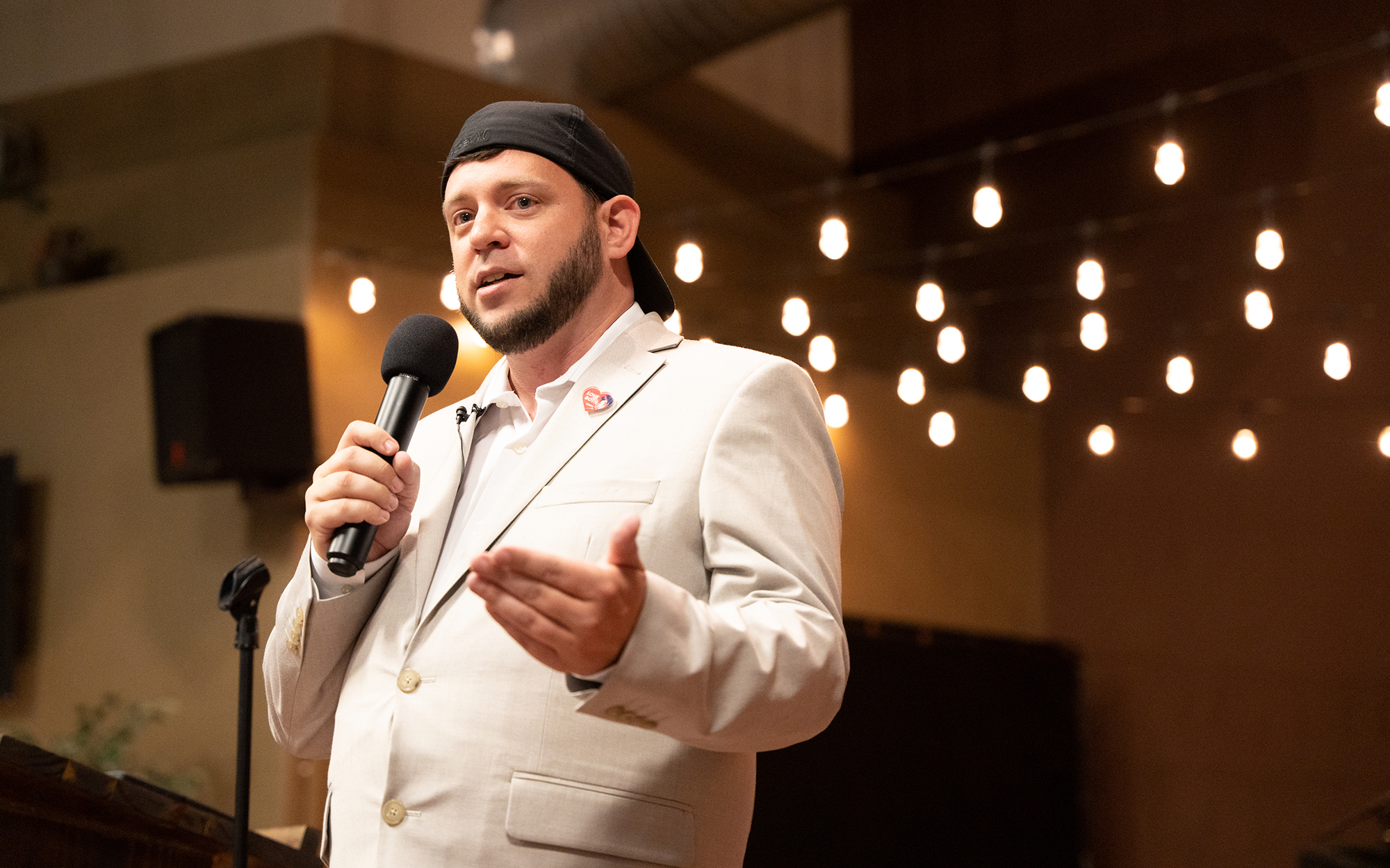 Anti-abortion advocate Mark Lee Dickson speaks at a Sanctuary Cities for the Unborn meeting at Vineyard Church of Prescott Valley in Arizona on June 11, 2023. (Photo by Mingson Lau/News21)