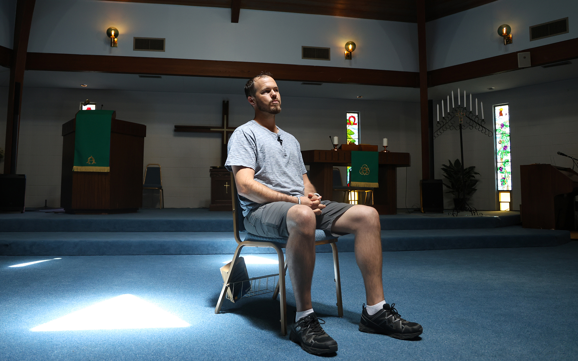 Logan Brown, a self-proclaimed abortion abolitionist and member of Grace Covenant Reformed Church, talks on June 26, 2023, about efforts across New Mexico to pass local ordinances to prohibit abortion. (Photo by Cassidey Kavathas/News21)