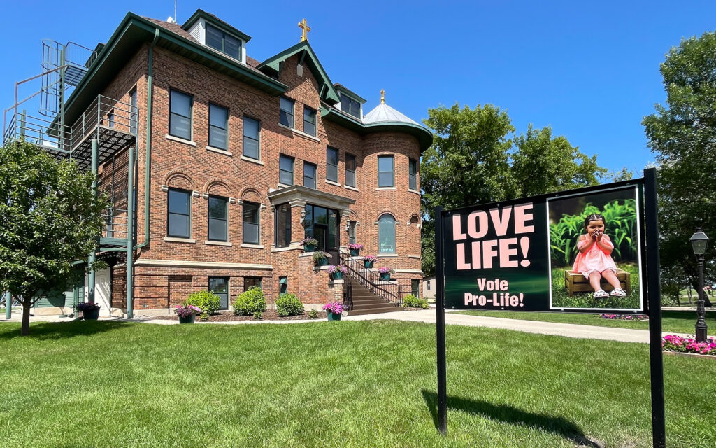 Saint Gianna & Pietro Molla Maternity Home, seen here on July 6, 2023, is an institution within the North Dakota anti-abortion movement. Located in Warsaw, the facility was originally a convent for nuns and a boarding school. It now serves young pregnant women. (Photo by Trilce Estrada Olvera/News21)