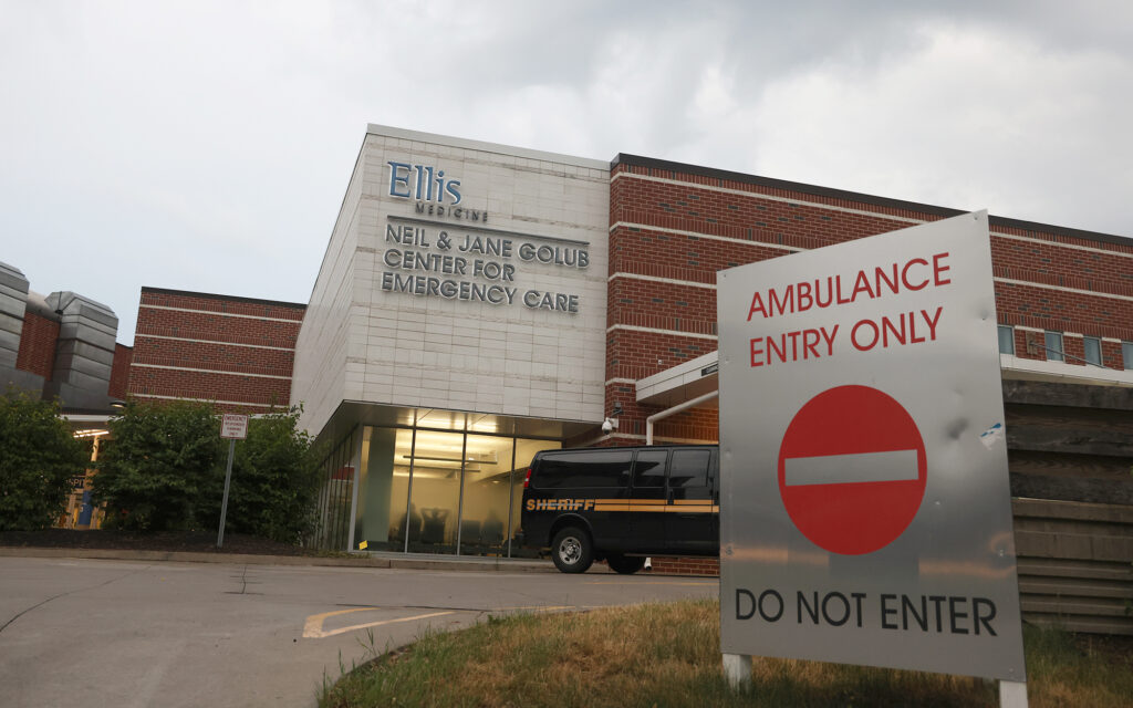 Ellis Hospital – the only inpatient hospital in all of Schenectady County – would have to abide by ethical and religious directives that prohibit abortions and other care should a merger with St. Peter’s Health Partners become final. (Photo by Morgan Casey/News21)