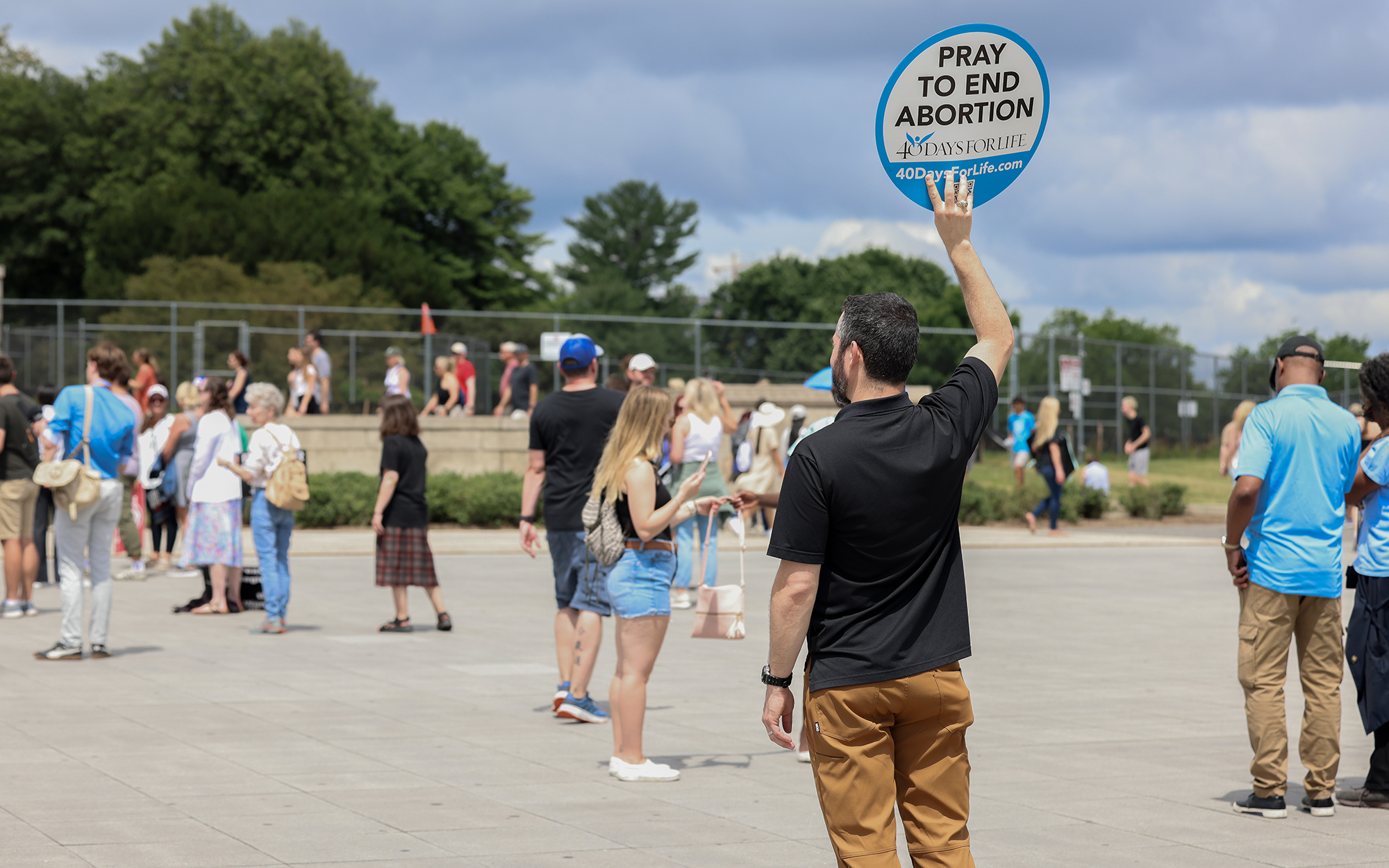 Anti-abortion protesters gather in Washington, D.C., on June 24, 2023 – the first anniversary of the Supreme Court’s decision to reverse Roe v. Wade. The right-leaning court has delivered several rulings of late advancing Christian involvement in public life. (Photo by Trilce Estrada Olvera/News21)